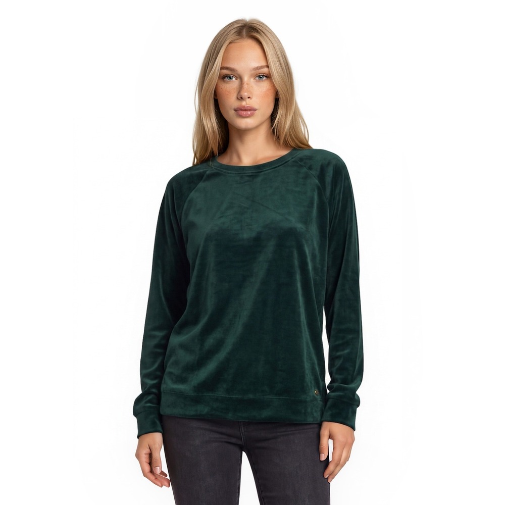 Lilly Pulitzer Green Velour Top Women's Size Medium Long Sleeve Crew Neck